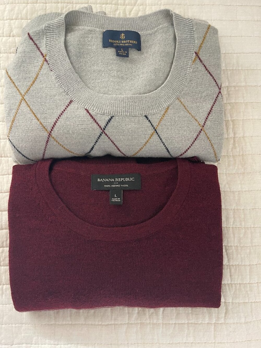 GIFT SET Men’s 100% Merino Wool Sweater Bundle (2) Large Brooks Bros. & BR